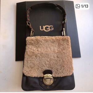 UGG Australia Purse Brown Leather Shearling Slimline